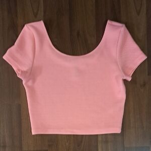 H&M Coral Ribbed Crop Top